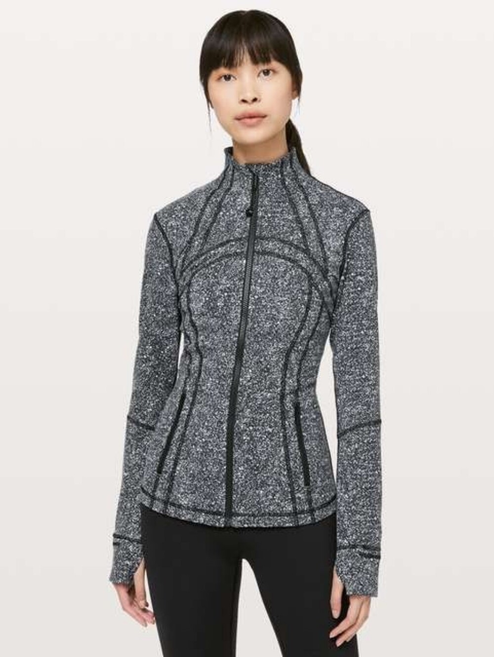 lululemon Define Jacket Black White Speckled Static Full Zip Womens Size 6